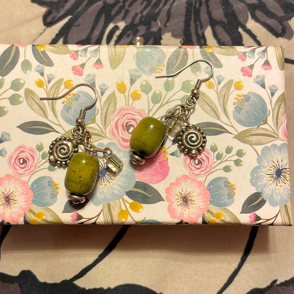 Beautiful handmade glass bead earrings with charms.